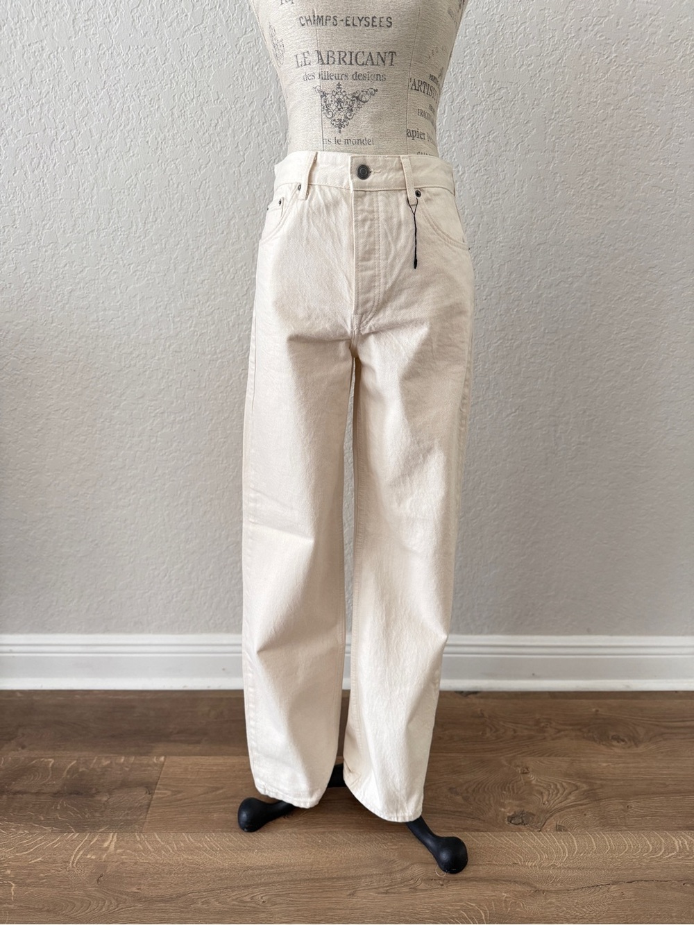 Zara 100%Cotton Cream Wide Leg Jeans